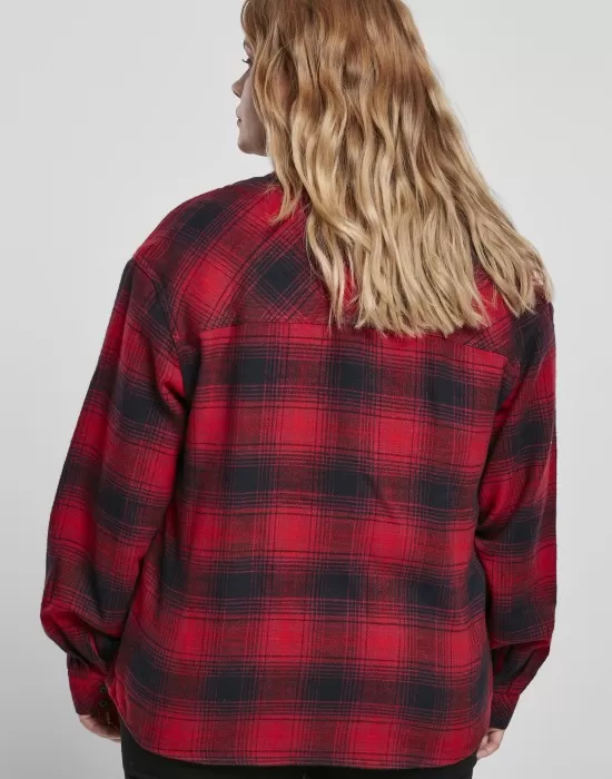 Дамска риза в тъмносиньо и червено Urban Classics Ladies Check Overshirt, Блузи - Hoodstyle.bg