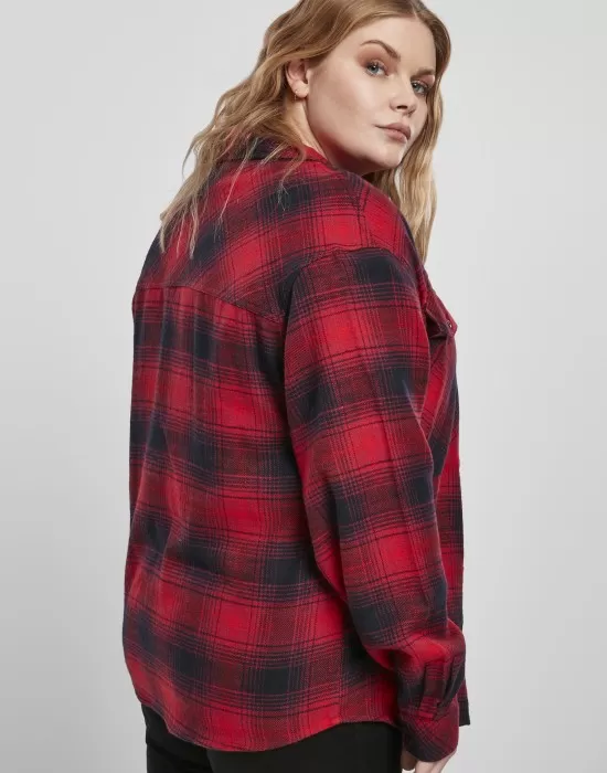Дамска риза в тъмносиньо и червено Urban Classics Ladies Check Overshirt, Блузи - Hoodstyle.bg
