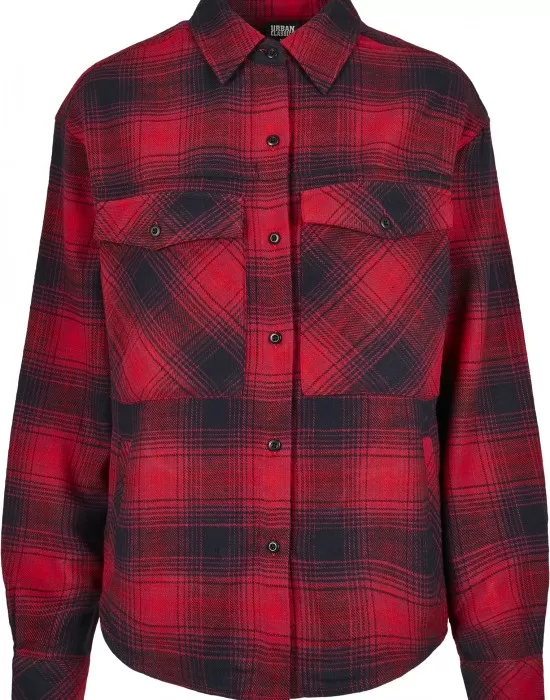 Дамска риза в тъмносиньо и червено Urban Classics Ladies Check Overshirt, Блузи - Hoodstyle.bg