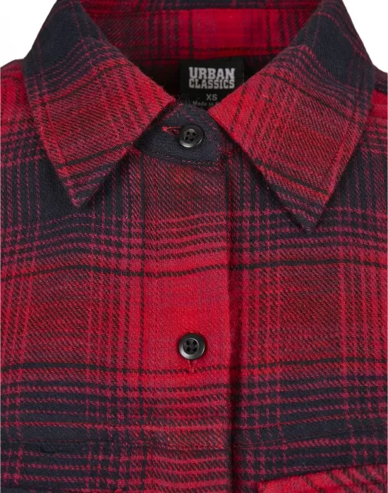 Дамска риза в тъмносиньо и червено Urban Classics Ladies Check Overshirt, Блузи - Hoodstyle.bg