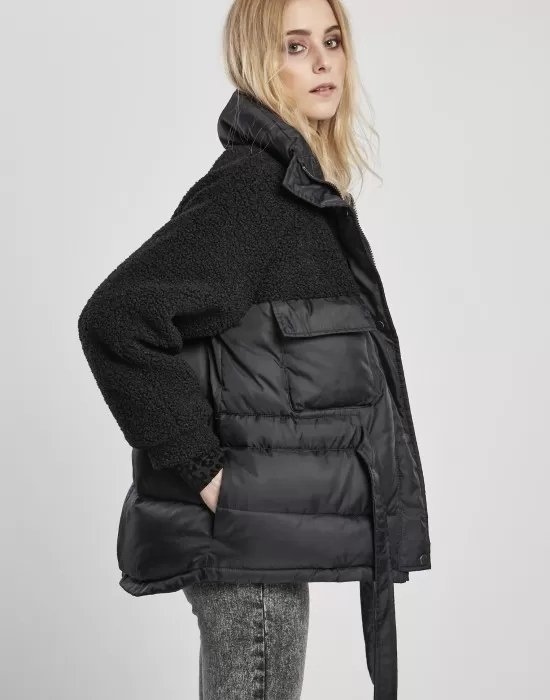 Дамско яке в черно от Urban Classics Ladies Sherpa Mix Puffer, Якета - Hoodstyle.bg
