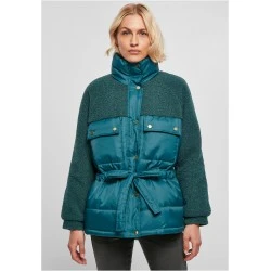 Дамско зимно яке в цвят тюркоаз Urban Classics Ladies Puffer Jacket