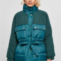 Дамско зимно яке в цвят тюркоаз Urban Classics Ladies Puffer Jacket