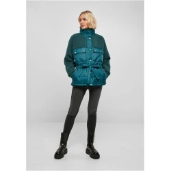 Дамско зимно яке в цвят тюркоаз Urban Classics Ladies Puffer Jacket