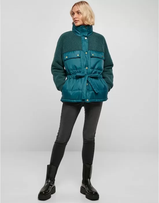 Дамско зимно яке в цвят тюркоаз Urban Classics Ladies Puffer Jacket, Якета - Hoodstyle.bg
