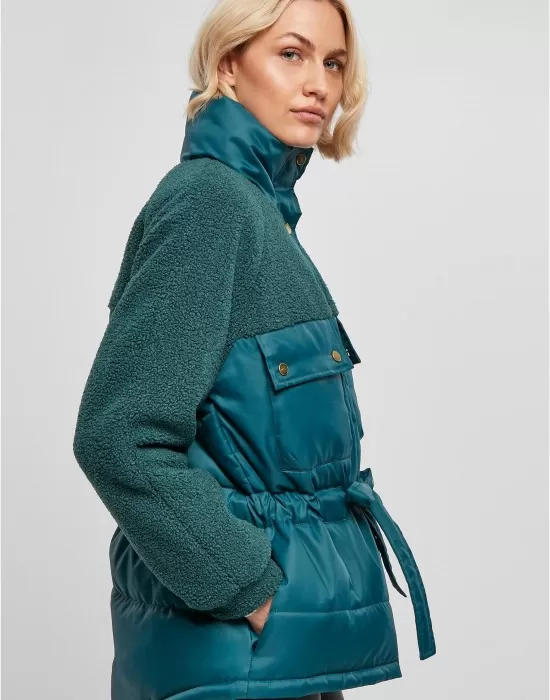 Дамско зимно яке в цвят тюркоаз Urban Classics Ladies Puffer Jacket, Якета - Hoodstyle.bg
