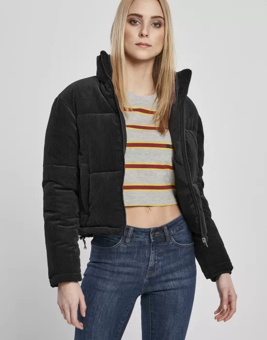 Дамско яке в черно от Urban Classics Ladies Corduroy Puffer, Якета - Hoodstyle.bg