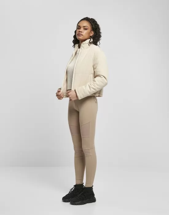 Дамско яке в пясъчен цвят Urban Classics Corduroy Puffer, Якета - Hoodstyle.bg
