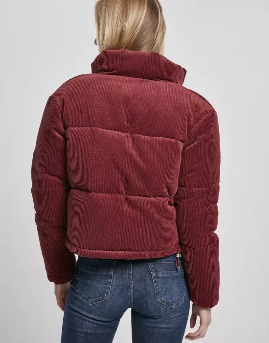 Дамско яке в червено от Urban Classics Ladies Corduroy Puffer, Якета - Hoodstyle.bg