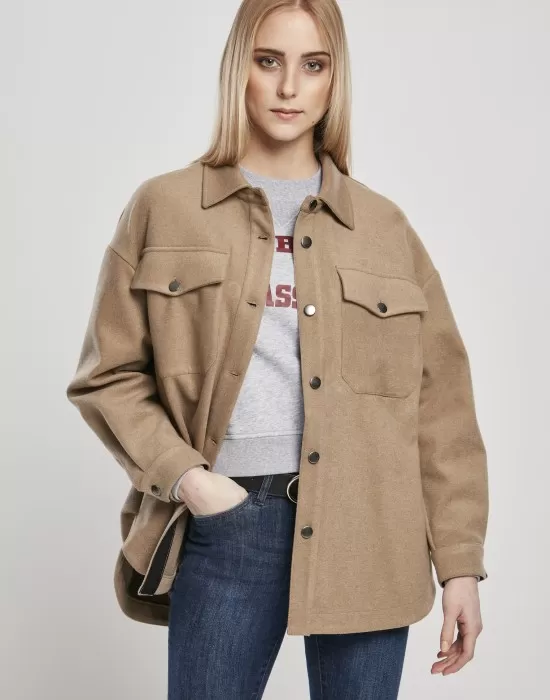 Дамска риза в тъмно бежово Urban Classics, Якета - Hoodstyle.bg