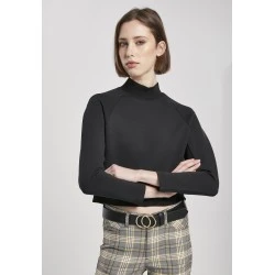 Дамска блуза в черно Urban Classics Ladies Interlock Short Turtleneck Crew