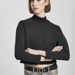 Дамска блуза в черно Urban Classics Ladies Interlock Short Turtleneck Crew