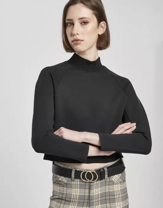 Дамска блуза в черно Urban Classics Ladies Interlock Short Turtleneck Crew, Блузи - Hoodstyle.bg