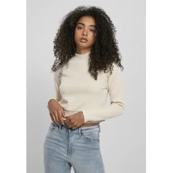 Дамска блуза в пясъчен цвят Urban Classics Ladies Interlock Short Turtleneck Crew 
