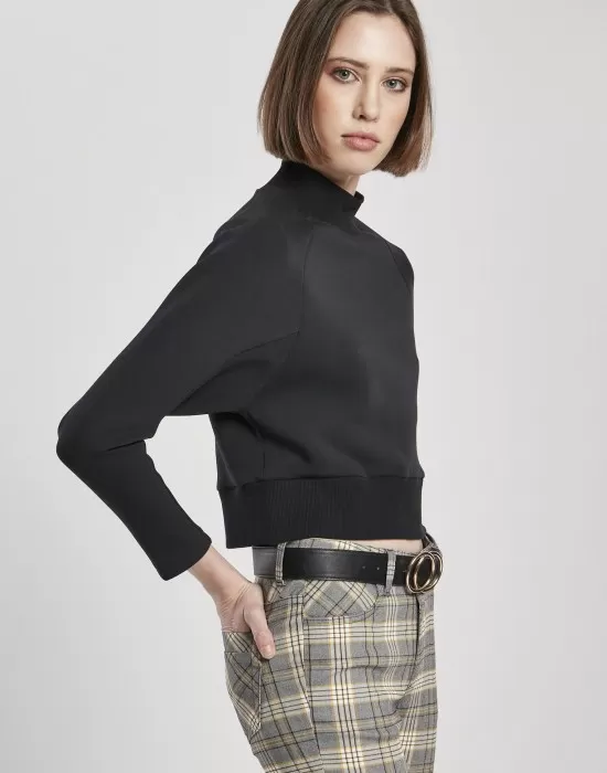 Дамска блуза в черно Urban Classics Ladies Interlock Short Turtleneck Crew, Блузи - Hoodstyle.bg