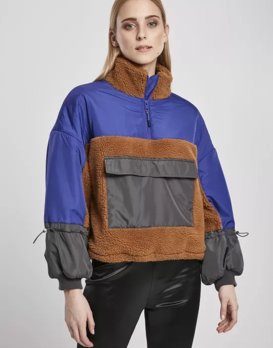 Дамско яке в три цвята от Urban Classics Ladies Sherpa 3-Tone Pull Over, Якета - Hoodstyle.bg