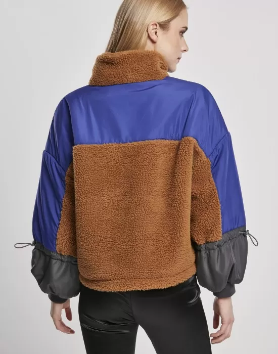 Дамско яке в три цвята от Urban Classics Ladies Sherpa 3-Tone Pull Over, Якета - Hoodstyle.bg