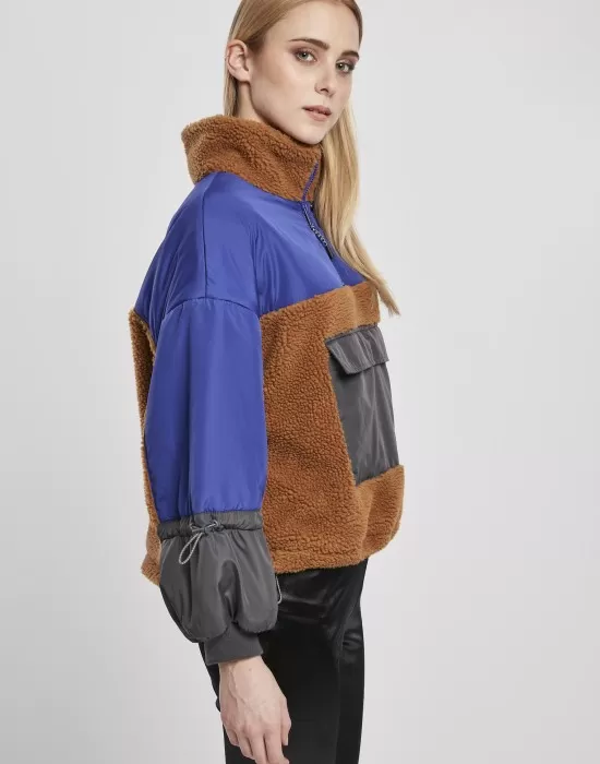 Дамско яке в три цвята от Urban Classics Ladies Sherpa 3-Tone Pull Over, Якета - Hoodstyle.bg