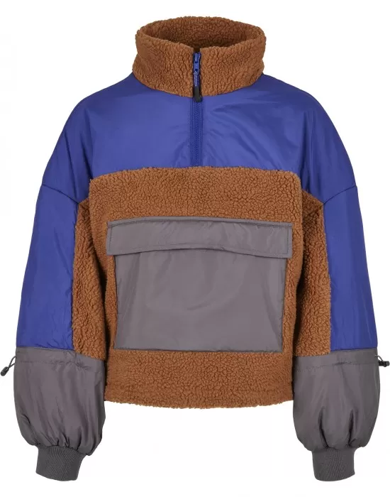 Дамско яке в три цвята от Urban Classics Ladies Sherpa 3-Tone Pull Over, Якета - Hoodstyle.bg