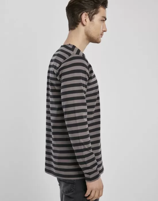 Мъжка блуза в черно и бежово Urban Classics Regular Stripe LS, Блузи - Hoodstyle.bg