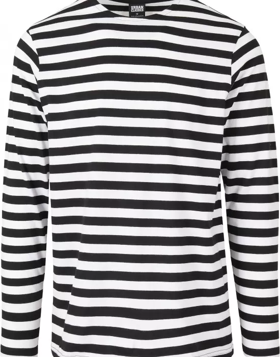 Мъжка блуза в черно и бяло Urban Classics Regular Stripe LS, Блузи - Hoodstyle.bg