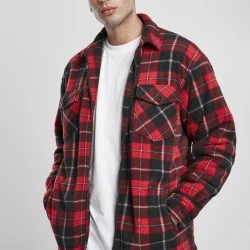 Мъжко карирано яке в червено Urban Classics Plaid Teddy Lined 