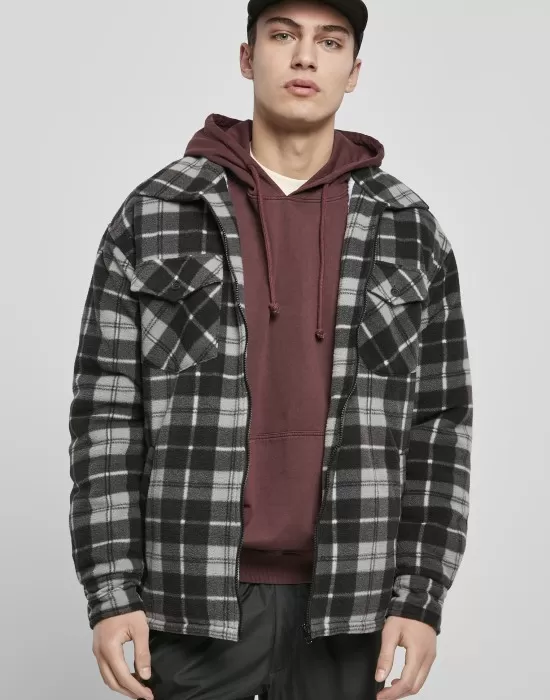 Мъжко карирано яке в черно Urban Classics Plaid Teddy Lined, Якета Пролет / Есен - Hoodstyle.bg
