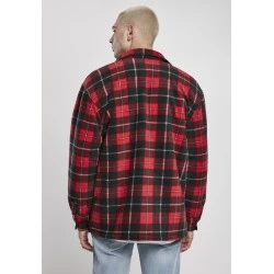 Мъжко карирано яке в червено Urban Classics Plaid Teddy Lined 
