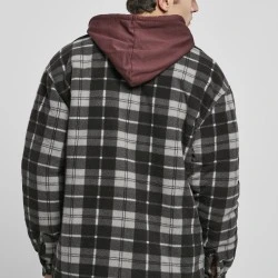Мъжко карирано яке в черно Urban Classics Plaid Teddy Lined