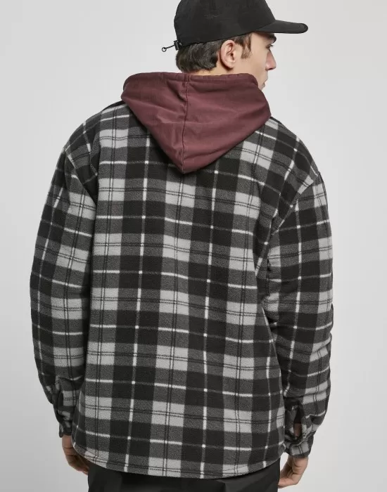 Мъжко карирано яке в черно Urban Classics Plaid Teddy Lined, Якета Пролет / Есен - Hoodstyle.bg
