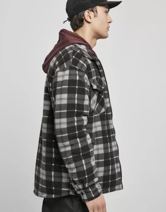 Мъжко карирано яке в черно Urban Classics Plaid Teddy Lined, Якета Пролет / Есен - Hoodstyle.bg