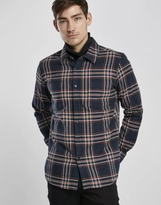 Мъжка риза в тъмносиньо каре от Urban Classics Checked Campus Shirt, Ризи - Hoodstyle.bg