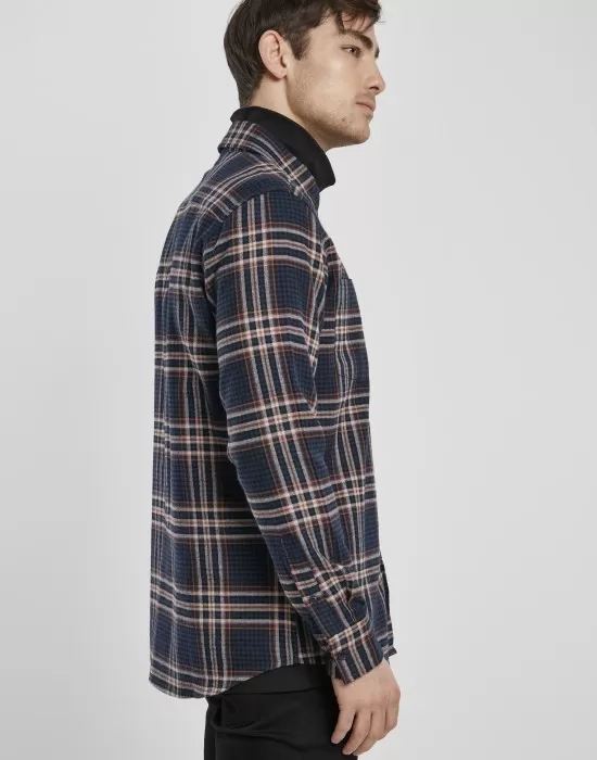 Мъжка риза в тъмносиньо каре от Urban Classics Checked Campus Shirt, Ризи - Hoodstyle.bg