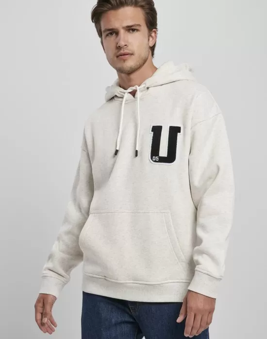 Мъжки суичър Urban Classics Frottee Patch в светлосив цвят, Суичъри - Hoodstyle.bg
