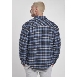 Мъжко яке в светлосиньо и тъмносиньо каре Urban Classics Plaid Quilted Shirt 