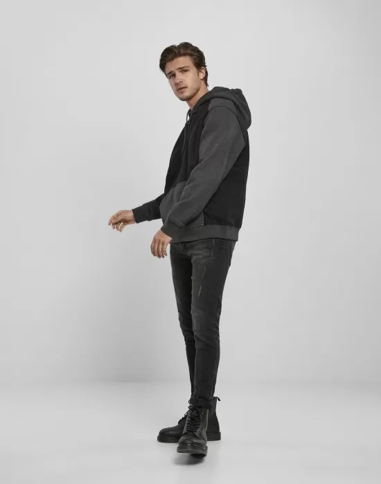 Мъжки суичър Urban Classics 2-Tone в черен и тъмносив цвят, Суичъри - Hoodstyle.bg