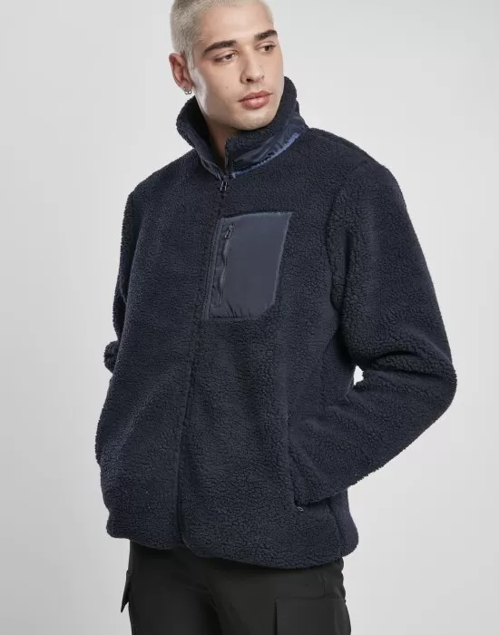 Мъжко яке Urban Classics Sherpa в тъмносин цвят, Якета Пролет / Есен - Hoodstyle.bg