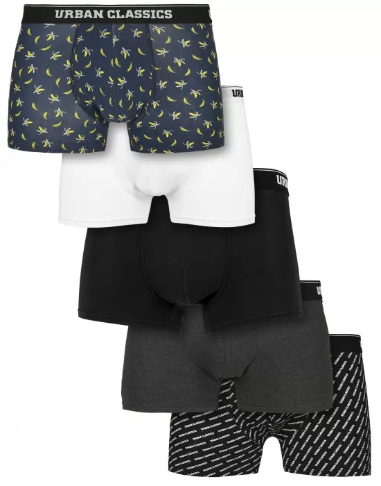Комплект от пет чифта босерки Urban Classics / ban.aop brand.aop cha blk wht, Мъже - Hoodstyle.bg