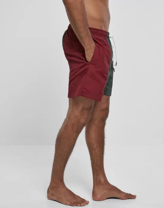 Мъжки къси панталони в тъмночервено, зелено и синьо Urban Classics 3-Tone Swim Shorts, Къси панталони - Hoodstyle.bg