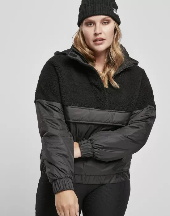 Дамско яке в черно Ladies Sherpa Mix Pull Over Jacket, Якета - Hoodstyle.bg