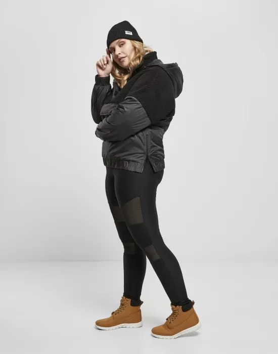 Дамско яке в черно Ladies Sherpa Mix Pull Over Jacket, Якета - Hoodstyle.bg
