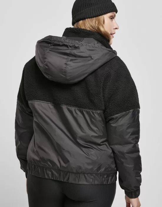 Дамско яке в черно Ladies Sherpa Mix Pull Over Jacket, Якета - Hoodstyle.bg