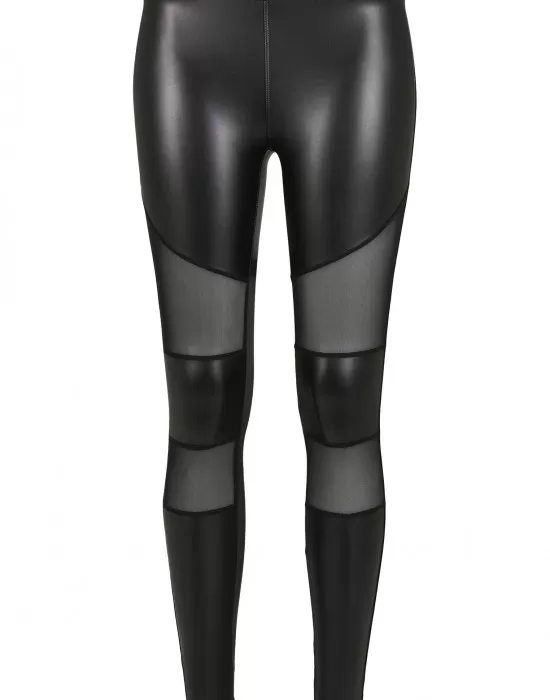 Дамски клин в черно от Urban Classics Ladies Tech Mesh Faux Leather, Клинове - Hoodstyle.bg