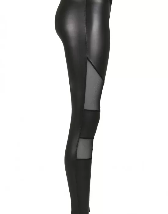 Дамски клин в черно от Urban Classics Ladies Tech Mesh Faux Leather, Клинове - Hoodstyle.bg