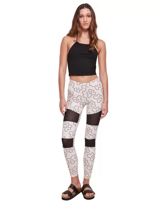 Дамски клин в цвят екрю Urban Classics Ladies AOP Leggings, Клинове - Hoodstyle.bg