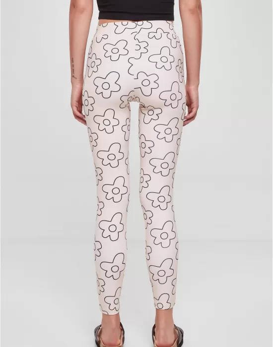 Дамски клин в цвят екрю Urban Classics Ladies AOP Leggings, Клинове - Hoodstyle.bg