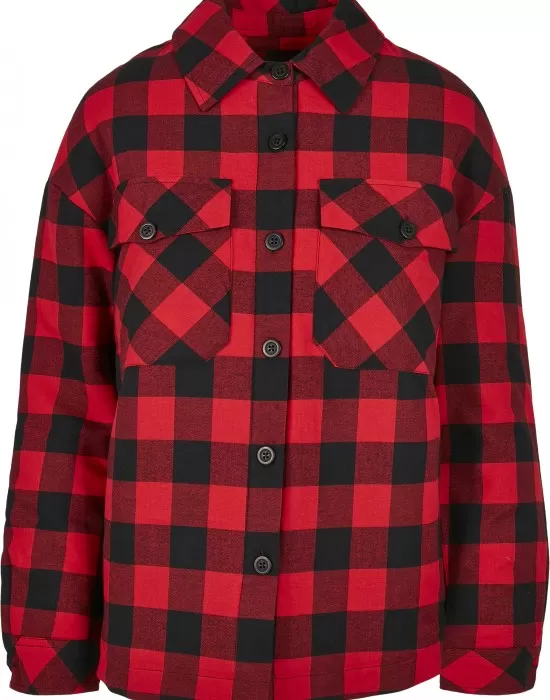 Дамска леко подплатена риза в червено Ladies Flanell Padded Overshirt, Якета - Hoodstyle.bg