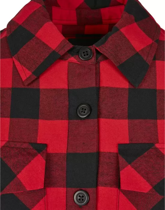 Дамска леко подплатена риза в червено Ladies Flanell Padded Overshirt, Якета - Hoodstyle.bg