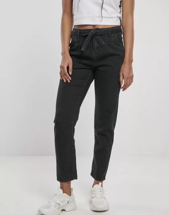 Дамски дънки в черно от Urban Classics Ladies High Waist Knitted Denim Chino, Дънки - Hoodstyle.bg