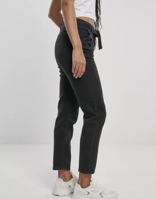 Дамски дънки в черно от Urban Classics Ladies High Waist Knitted Denim Chino, Дънки - Hoodstyle.bg